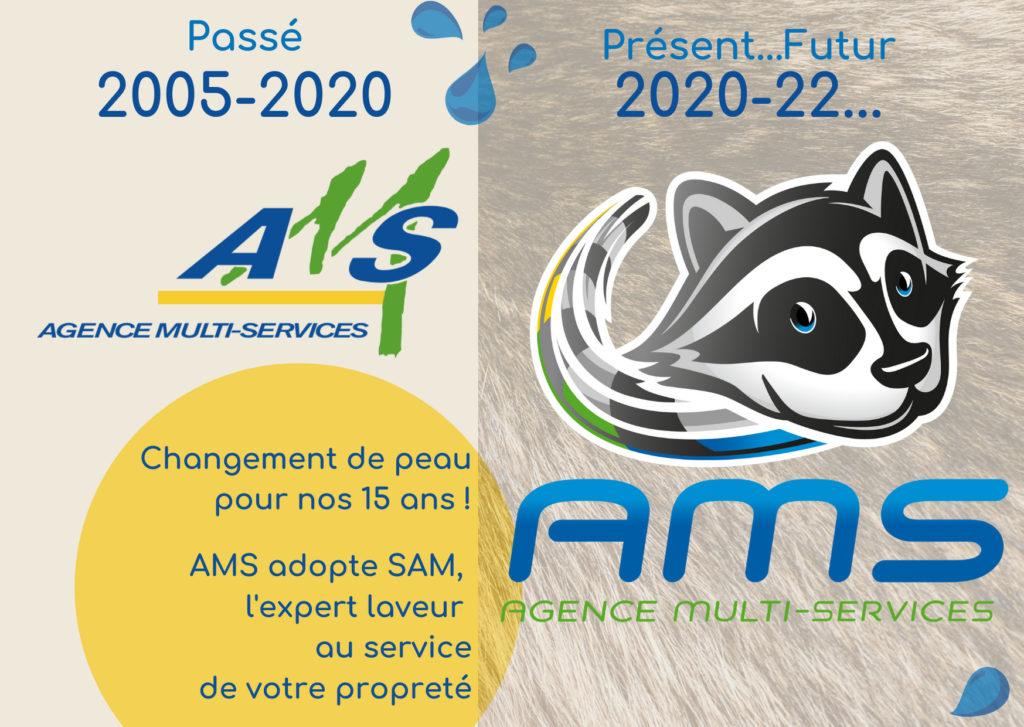 Montre l'ancien et le nouveau logo d'AMS. 