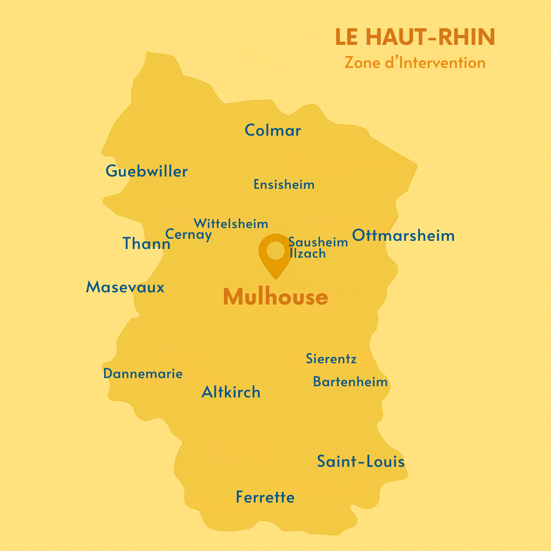 Zones d'intervention AMS dans le Haut-Rhin Zones d'intervention dans tout le Haut-Rhin - 68